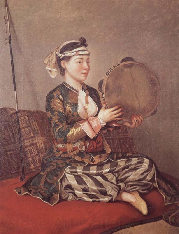 Jean-Etienne Liotard Girl in Turkish Costume with Tambourine Norge oil painting art